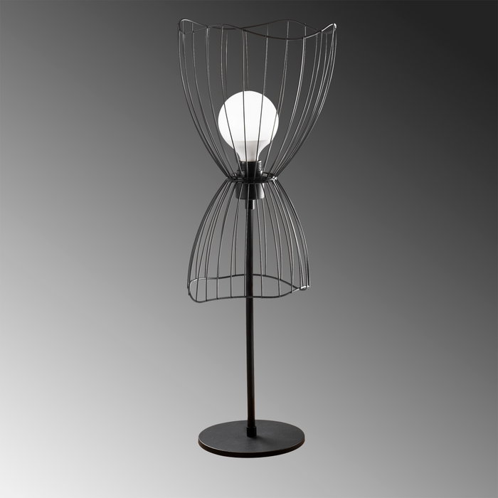 Opviq Zeyno - 5050 Lámpara de Mesa Negra de Metal